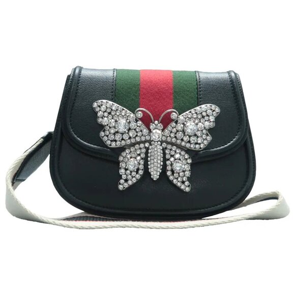 100% Authentic GUCCI Totem  Black Leather Shoulder Bag 1022-12324 - Picture 1 of 12